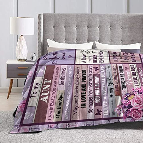 Auntie Gifts from Niece, Aunt Birthday Throw Blanket Gifts Soft Fleece Mother's Day Blankets for Travel Beach 50" x 60"
