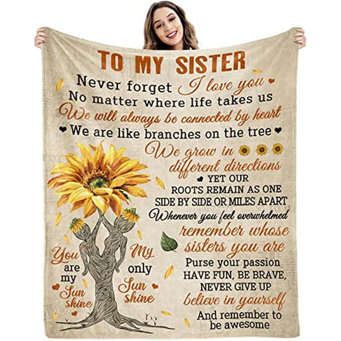 Sisters Gifts from Sister Sister Birthday Gifts from Sister to My Sister Custom Blanket Big Sister Gift Soul Sister Gifts for Women Personalized Throw Blanket 60 inch x 50 inch