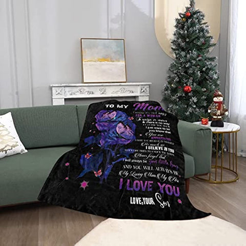 Mothers Day Birthday Gifts from Son, Gifts for Mom from Son, Mom Gifts, Mother's Day Presents Ideas Gifts, Mom Blanket (Size:60"x80")