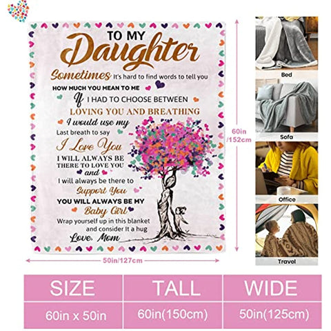 Daughter Gift from Mom, Daughter Gifts Blanket, Happy Birthday Gifts for Daughter Adult, to My Daughter Blanket Gift, Best Graduation Gifts Ideas for Daughter Unique Throw Blanket 50''x60''