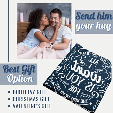 Boyfriend Blanket, Boyfriend Gifts, Best Boyfriend Ever, Love Sayings Flannel Blanket for Boyfriend, Soft Throw Blanket for Him, Gay Couple, BF, Man, Lovers - Blue 50 x 65 Inches