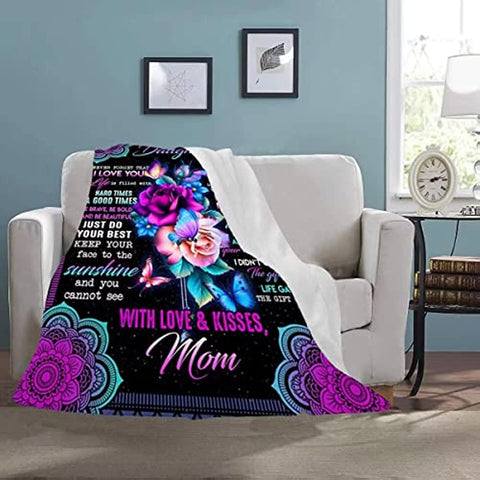 Daughter Blankets from Moms Daughter Birthday Gifts My Daughter Blanket Soft Fuzzy Bed Throws Blankets Presents for Christmas Birthday Thanksgiving Day 60x80 Inch