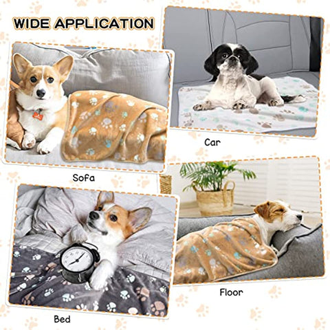 Upgraded Dog Blankets for Large Dogs, 3 Pack Dog Cat Flannel Blankets Washable, Soft Pet Mat Throw Cover for Kennel Crate Bed, Cute Paw Pattern, Dog Blanket, Pet Blanket 41" x 31"