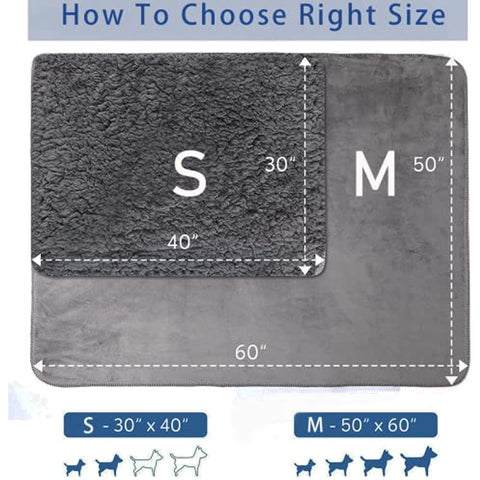 Waterproof Dog Blanket for Bed Couch Sofa Car, Super Soft and Warm Puppy Blanket for Small Dogs Cats, Fleece Sherpa Throw Furniture Protector Pet Hair Resistant Blanket 30"x40" Inches