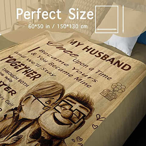 Gifts for Husband from Wife, to My Husband Blanket Wedding Anniversary Romantic Gifts for Husband Birthday Christmas Valentine's Fathers Day Healing Thoughts Blanket, Presents for Him 60" x 50"