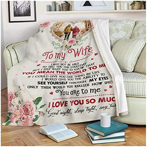 Mother's Day Birthday Gifts for Wife, to My Wife Blanket from Husband, Anniversary Christmas Valentines Gift for Wife, Her, Presents for Wife Birthday Gift Ideas (Wife Blanket, Choose Size)