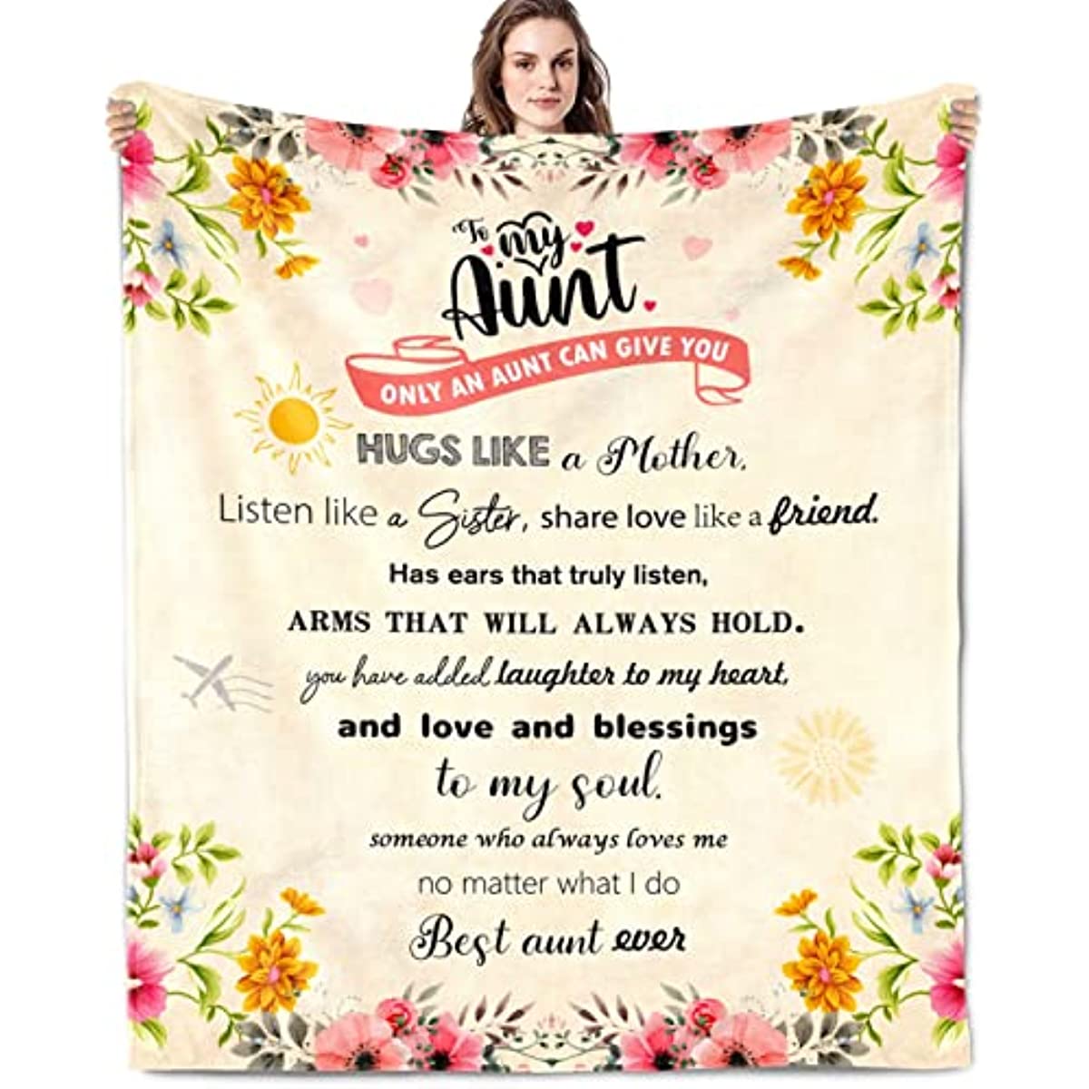 Mothers Day Aunt Gifts Throw Blanket - Aunt Gifts from Niece - Birthday Gifts for Aunt - Best Aunt Ever Gifts - Gifts for Aunts from Niece - Auntie Gifts 60x50 Inch