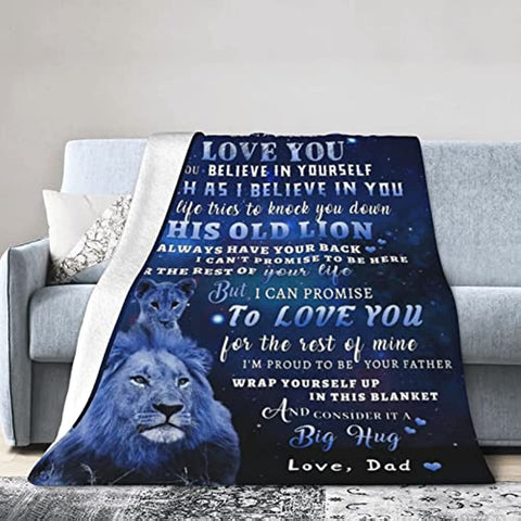 To My Daughter Blanket from Dad, Lion Blanket to My Daughter, Birthday Thanksgiving Gifts for My Daughter Super Soft Cozy Flannel Throw Blanket for Bed Sofa 50 x60 in