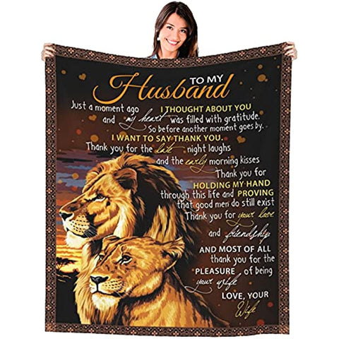 Gift to My Husband Gifts from Wife Super Soft Flannel Fleece Throws Lightweight Warm Blankets Romantic Gifts for Him Husband for Wedding Birthday Anniversary Valentines Day Fathers day 60"x50"