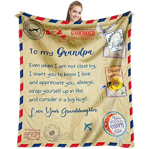 Grandpa Gifts from Grandchildren, Fathers Day Birthday Gifts for Grandpa, Best Gift for Grandpa from Granddaughter, Unique Grandfather Gift Ideas Throw Blanket 60 x 50 Inch