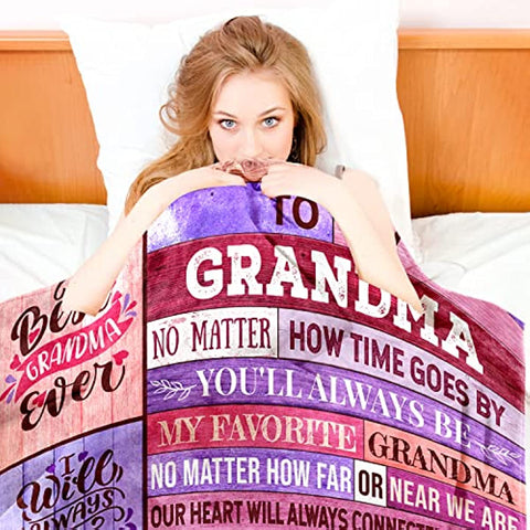 Grandma Gifts Throw Blanket Best Birthday Gifts for Grandma Nana Gifts from Grandchildren Granddaughter Blanket Grandmother (Grandma Gifts, 60"X50")