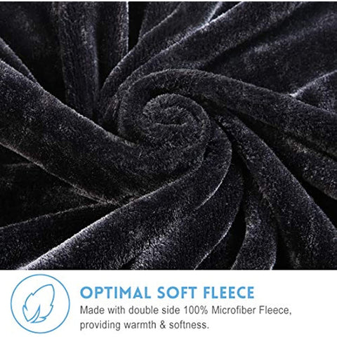 Fleece Blanket Queen King Twin Throw Size Soft Summer Cooling Breathable Luxury Plush Travel Camping Blankets Lightweight for Sofa Couch Bed (Black, Queen (90" x 90"))