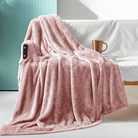 Plush Extra Large Fleece Throw Blanket for Couch,Bed and Sofa (50x70 inches, Dusty Pink) Soft, Warm, Lightweight