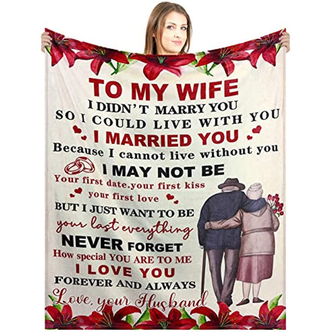 Gifts for Wife from Husband to My Wife Blanket Valentines Day Gifts for Her Wife Valentines Day Gifts Wedding Anniversary Romantic Gifts Wife Gifts for Birthday Gift Mother's Day 60 x 50 Inch (Floral)