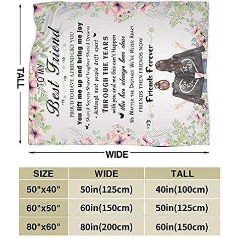 to My Best Friend Blanket for Women Ultra Soft Flannel Throw Blanket for Friends BFF Bestie Girls Birthday Anniversary 50 x 60 Inch