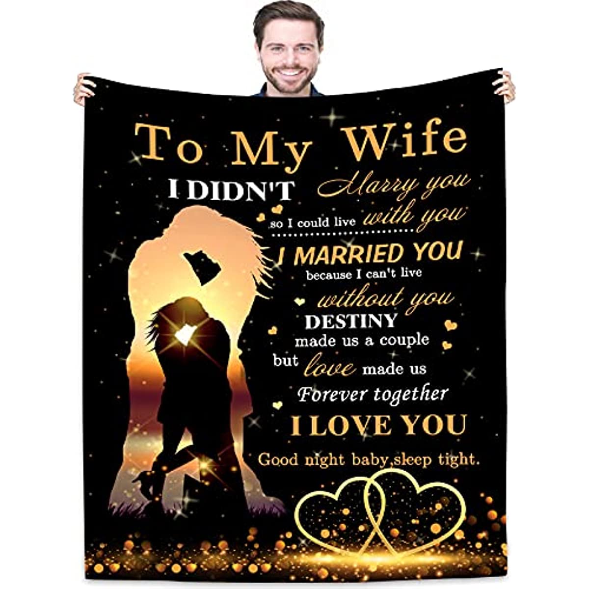 To My Wife Blanket from Husband for Wife | Super Soft Fleece Couples Throw Blankets 60x50 Inches | Romantic Women Valentine's Day Birthday Gifts Ideas for Her Bed Sofa Decor