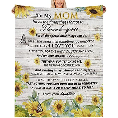 Gifts for Mom from Daughter Throw Blanket to My Mom Birthday Gifts for Mom Mother's Day Thanksgiving Christmas Day Gifts for Mom Soft Fleece Throw Mother Blanket