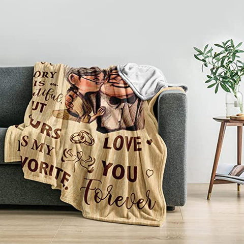 Wedding Anniversary Blanket Gifts for Him Her Wife Husband Men Best Romantic Anniversary Marriage Gift for Couple Mom Dad Parents, Happy Anniversary for Girlfriend Boyfriend Gifts Blanket 60"X 50"
