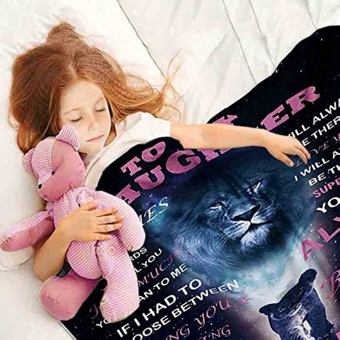 Daughter Gift from Dad Birthday Gifts from Lion Father Blanket to My Daughter Romantic Christmas Birthday Gifts Love Letter for Her Lightweight Flannel Blanket for Bed Sofa