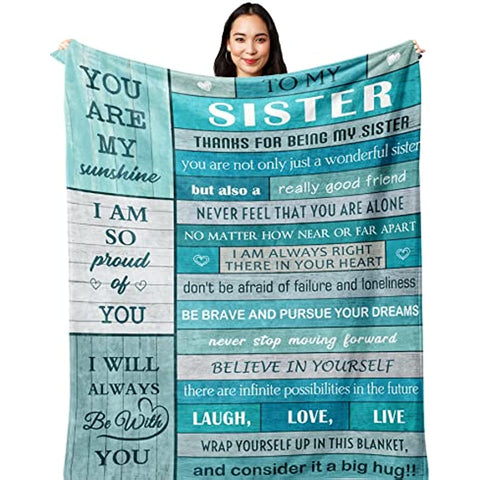 Mothers Day for Sister,Sister Birthday Gifts from Sister/Brother,Big Sister Gift,Gifts for Sister,Sisters Gifts from Sister for Graduation for Sisters from Sisters Blanket 60”x50”