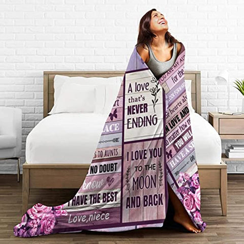 Auntie Gifts from Niece, Aunt Birthday Throw Blanket Gifts Soft Fleece Mother's Day Blankets for Travel Beach 50" x 60"