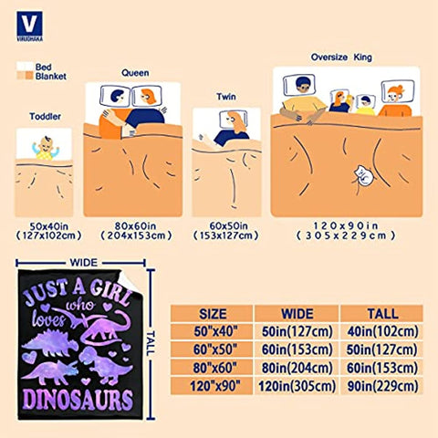 Dinosaur Blanket Gift for Women Kid Plush Just A Girl Who Loves Dinosaurs Soft Throw Dino Comfy Sheet Jurassic Animal Lovers Fans Gifts Lightweight Flannel Blankets for Couch Chair-50 x40 for Child