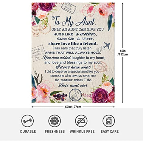 Aunt Gifts Blanket|Best Aunt Ever Gifts|Gifts for Aunt from Nephew, Niece| Aunt Gifts from Niece|Aunt Birthday Gift|Birthday Gifts Ideas for Aunt Blankets Throw 60"x50"