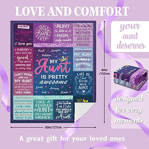 Mothers Day for Aunt Gifts Blanket from Niece, Best Aunt Ever Gifts Throw 50" X 60", Valentines Day Gifts for Aunt, Aunt Birthday Gift from Niece, Auntie Gifts for Women, Best Auntie Ever Gifts