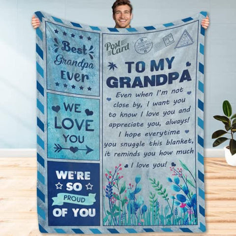 Grandpa Blanket - Grandpa Gifts, Gift for Grandpa, Birthday Gifts for Great Grandpa from Grandchildren, Grandpa Blanket Throw