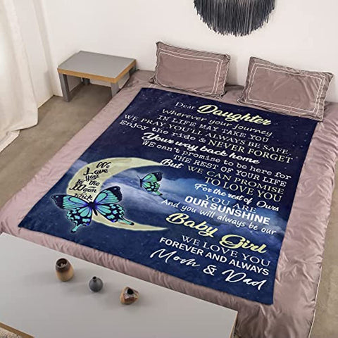 Daughter Gifts -55*70inches Butterfly Throw Blanket for Daughter Birthday/Christmas/Winter Gifts for Daughter from Mom and Dad