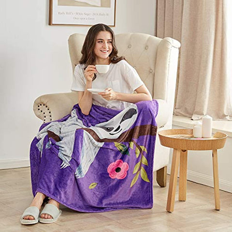 Flannel Fleece Throw Blanket, Super Soft Plush Throw for Couch Bed, Cute Sloth Blankets Gift for Women Kids, 50''x60''