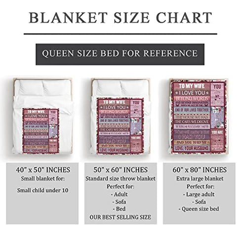 Gifts for Wife - Gift for Wife from Husband - Best Wife Gifts - Wife Birthday Gift Ideas - Mother's Day for Wife - Romantic Wedding Anniversary Blanket Gifts for Wife 50" x 60"