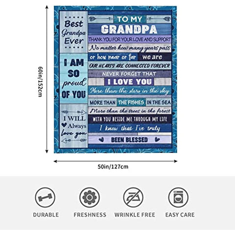 Grandpa Gifts Throw Blanket from Granddaughter Grandson Fathers Day Blankets Gifts Birthday for Grandpa from Grandkids Thanksgiving Gifts Blankets 50"x60"