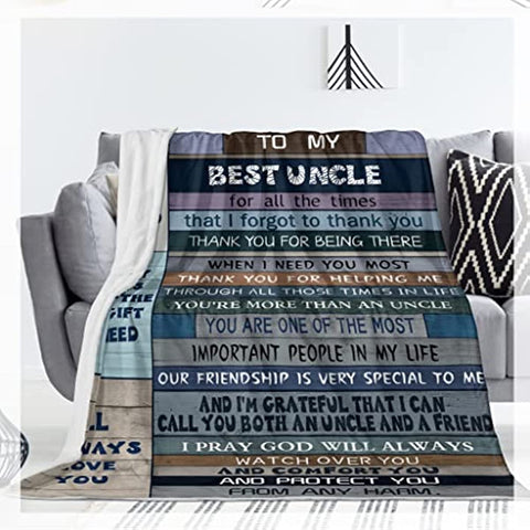 Best Uncle Gifts, Uncle Gifts from Niece and Nephew, Funcle Gifts, Gifts for Uncles from Nieces, Best Uncle Ever Gift for New Uncle, Uncle Birthday Gifts Throws Blankets 60x50in