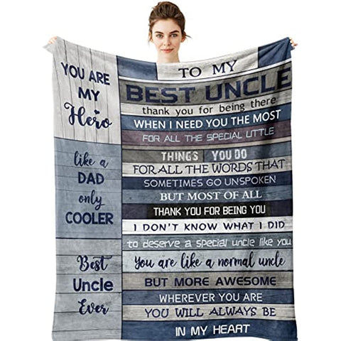 Best Uncle Gifts Blanket - Uncle Gifts from Niece - Funcle Gifts 60"x50" Blankets - Uncle Gifts from Nephew - Gifts for Uncles from Nieces - Gift for New Uncle - Uncle Birthday Gift Ideas