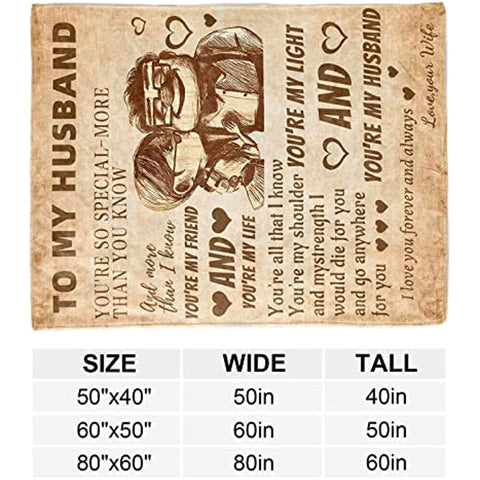 Gifts for Husband Blanket from Wife I Love You Wedding Anniversary Birthday Christmas Valentine's Father's Day Blankets Romantic Present Gift for Him (60x50inch)