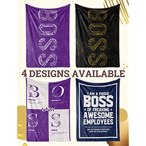 Boss Gifts from Employees, Boss Lady gifts, Bed Flannel Fleece Plush Throw Blankets (50"x 65") Office Gift idea for women in Boss Day, Birthday, Christmas, Appreciation, Retirement, Definition-Purple