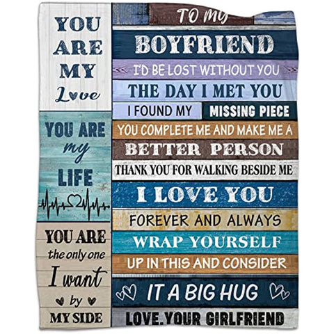 Birthday Gifts for Boyfriends to My Boyfriend Blanket Gifts for Boyfriend Romantic Gifts for Him You Best Anniversary from Girlfriend I Love Throw Blankets for Bed Sofa 50X60in