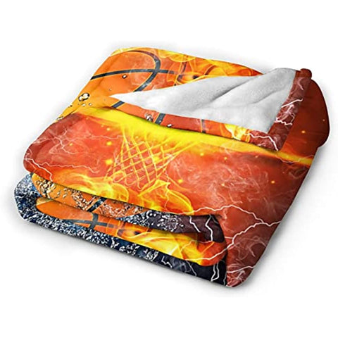 Basketball Blankets and Throws 50"X40" Soft Flannel Sports Blankets for Mens Boys Plush Cozy Throws for Bed Sofa