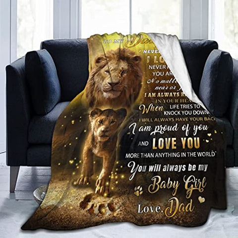 to My Daughter Blanket Gifts from Dad Blanket for Daughter Flannel Blanket for Birthday Anniversary Graduation Couch Sofa Bedroom 50"x60"