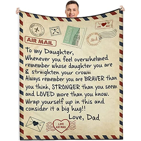 Airmail To My Daughter Blanket From Dad,Daughter Birthday Gifts Ideas,Birthday Gifts For Daughter Adult,Daughter Gifts From Dad,Daughter Gifts For Christmas,Sherpa Fleece Blanket 50"X60"