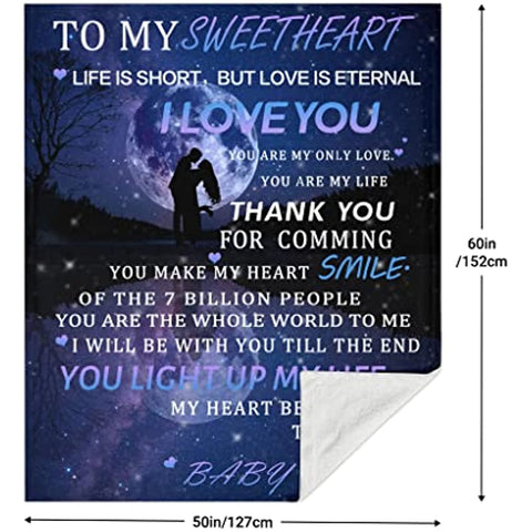 To Girlfriend Throw Blanket Best Romantic Valentine's Day Birthday Gifts for Girlfriend Super Soft Cozy Warm Flannel Blanket for Bed Sofa Living Room 50“x60” in