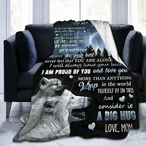 To My Son Blanket from Mom Birthday Gifts Graduation Gifts for Son Flannel Blanket for Couch Sofa Bedroom 50"x60"