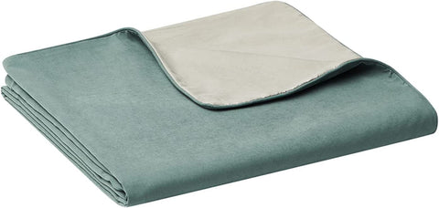 Cooling Bamboo & Cozy Velvet Dual-Sided Duvet for Weighted Blankets (80''x87'') - Blue Grey Print