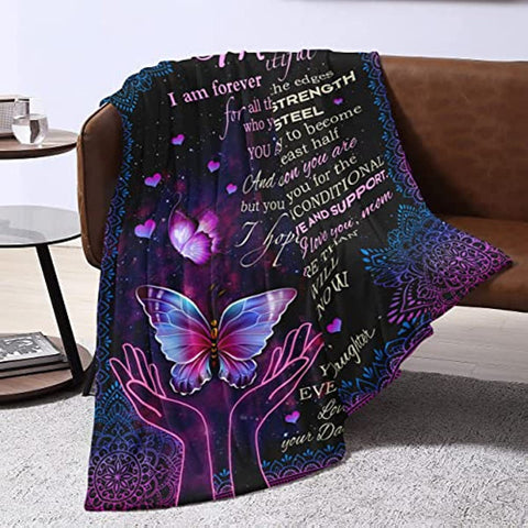 To My Mom Gifts Blanket Flower Butterfly Ultra-Soft Micro Fleece Throw Blankets, Gifts for Mothers Day for Mom from Daughter| from Daughter Son Gift Birthdays Bed Sofa Travel Warm Love Fuzzy 60 x50