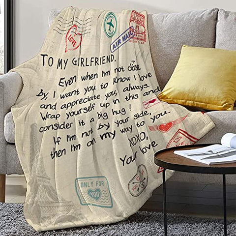 Gifts for Girlfriend 60"x50" Blanket - Birthday Gift from Boyfriend - Romantic Gifts for Her - Valentine's Day for Her - Girlfriend Anniversary Present - GF Birthday Graduation Gift Ideas