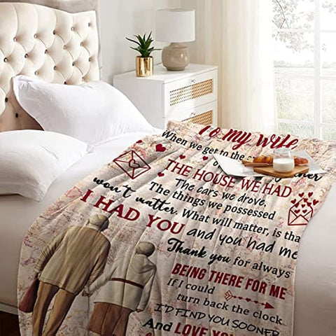 To My Wife Blanket from Husband Valentines Day Gifts for Her Throw Blanket Anniversary Birthday Gifrs for My Wife Romantic Gifts for Her 50''x60'' Blanket for Wife
