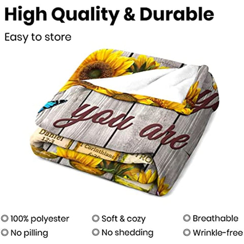 Christian Blanket with Inspirational Thoughts and Prayers Religious Bible Verse Throw Blanket Ultra Soft Warm Flannel Blankets for Women Men Gifts 50"X 40"