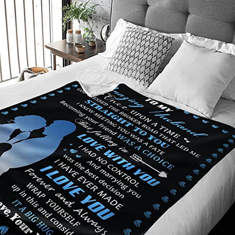 Fathers Day Birthday Gift for Husband, Gifts for Husband from Wife Blanket, Anniversary Birthday Gifts for Him Husband, Husband Gifts from Wife, to My Husband Blanket from Wife, 60"x50"