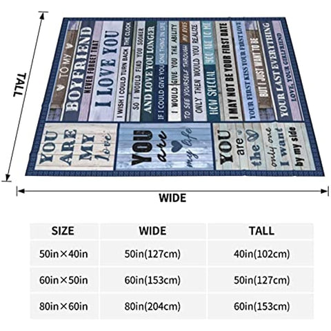Gifts for Boyfriend, Boyfriend Blanket from Girlfriend 50''x60'', Boyfriend Birthday Gift Blanket for Boyfriend Gifts Soft Cozy Flannel Throw Blanket for Boyfriend